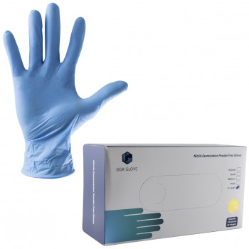 Guante de nitrilo azul desechable (sin polvo) en cajas de 100 unidades