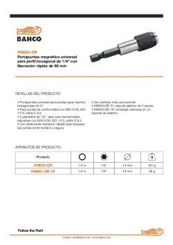 Portapuntas magnético universal de 60 mm con liberación rápida para perfil  hexagonal de 1/4 (1 unidad/soporte de plástico) KM653-QR-1P - Torno & Fresa