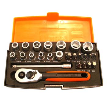 Juego de llaves de vaso con cuadrado de 1/4