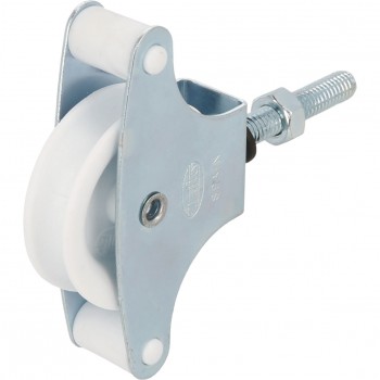 Polea zincada con roldana de plástico y tornillo