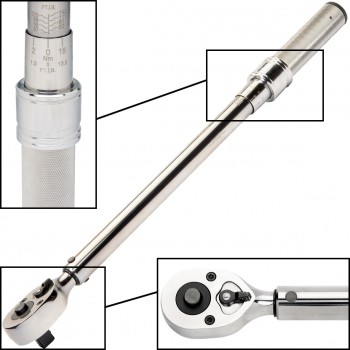 Llave dinamométrica mecánica de disparo ajustable y cabeza fija de carraca ref. 7455