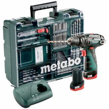 Taladradora de percusión de batería de 10,8 voltios metabo mod. powermaxx sb basic set