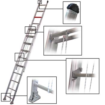 Escalera extensible con cuerda de 2 tramos