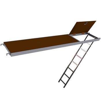 Plataforma de aluminio-madera con trampilla y escalera para andamios 